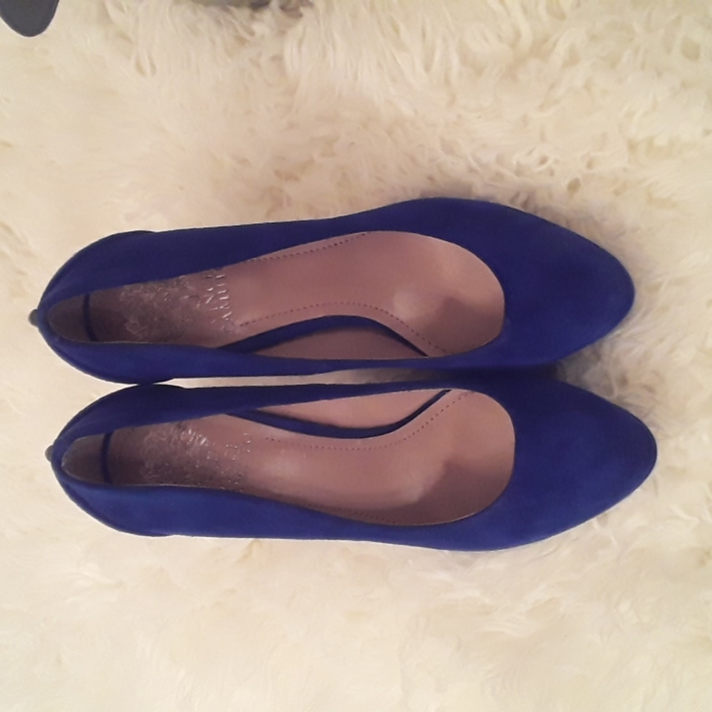 Suede blue stiletto shoes (sz.8)